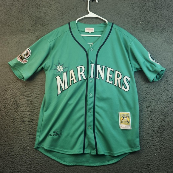Seattle Mariners Jersey Mens Teal MLB Baseball Ken Griffey Jr 24 Mitchell & Ness - Picture 1 of 15